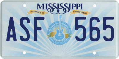 MS license plate ASF565