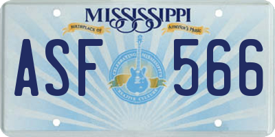 MS license plate ASF566