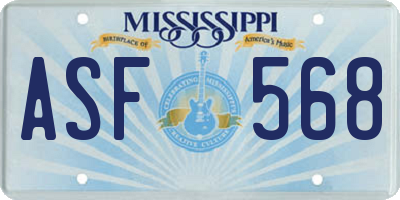 MS license plate ASF568