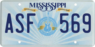 MS license plate ASF569