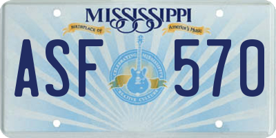 MS license plate ASF570