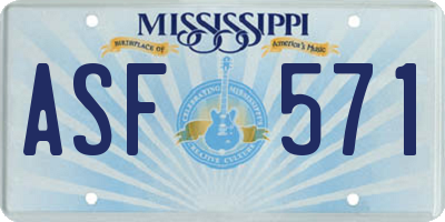 MS license plate ASF571