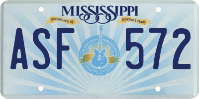 MS license plate ASF572