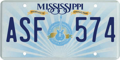 MS license plate ASF574