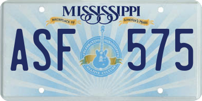 MS license plate ASF575