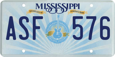 MS license plate ASF576