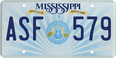 MS license plate ASF579
