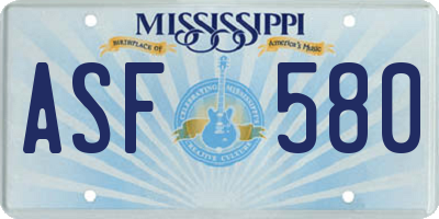 MS license plate ASF580