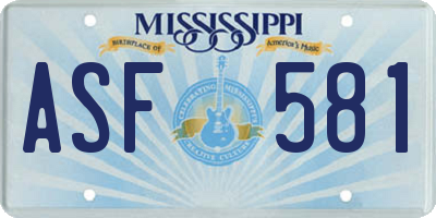 MS license plate ASF581