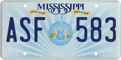 MS license plate ASF583