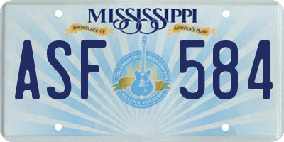 MS license plate ASF584