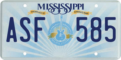 MS license plate ASF585