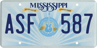 MS license plate ASF587