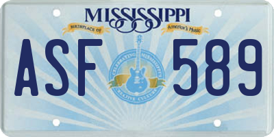 MS license plate ASF589