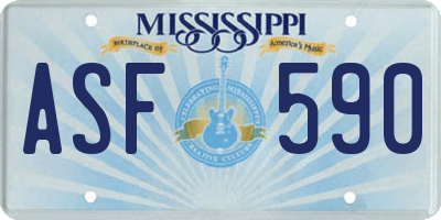 MS license plate ASF590