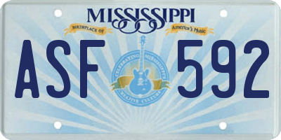 MS license plate ASF592