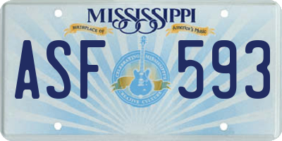 MS license plate ASF593