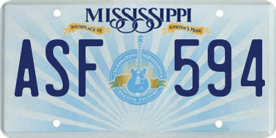 MS license plate ASF594