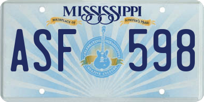 MS license plate ASF598