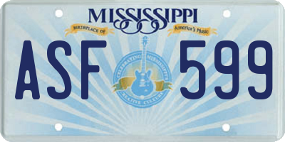 MS license plate ASF599