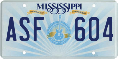 MS license plate ASF604