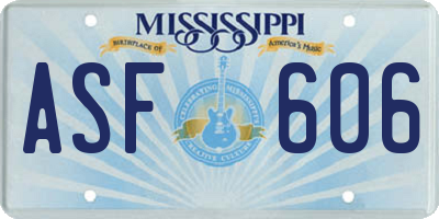 MS license plate ASF606