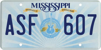 MS license plate ASF607