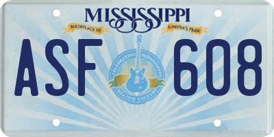 MS license plate ASF608