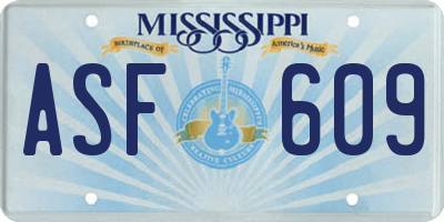 MS license plate ASF609