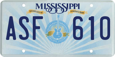 MS license plate ASF610