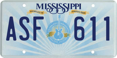 MS license plate ASF611