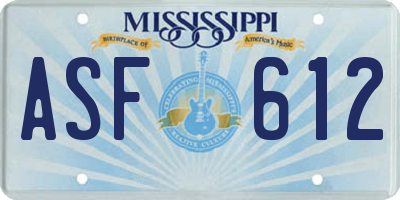 MS license plate ASF612