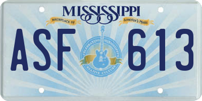 MS license plate ASF613