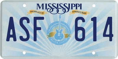 MS license plate ASF614