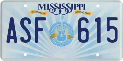 MS license plate ASF615