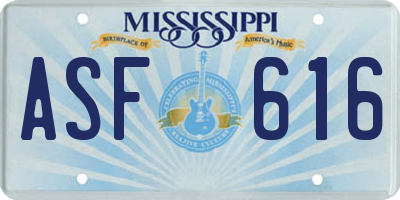 MS license plate ASF616