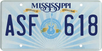 MS license plate ASF618