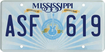 MS license plate ASF619