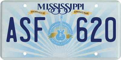 MS license plate ASF620