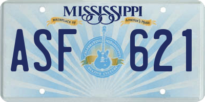 MS license plate ASF621