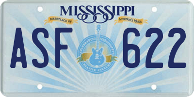 MS license plate ASF622