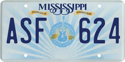 MS license plate ASF624
