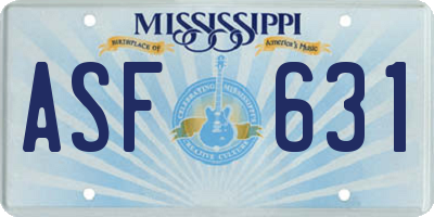 MS license plate ASF631