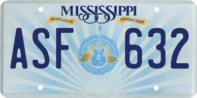 MS license plate ASF632