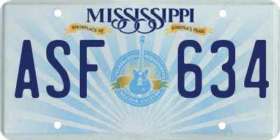 MS license plate ASF634