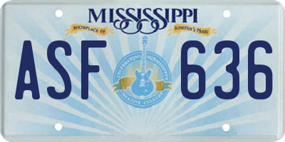 MS license plate ASF636