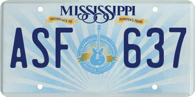 MS license plate ASF637