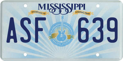 MS license plate ASF639