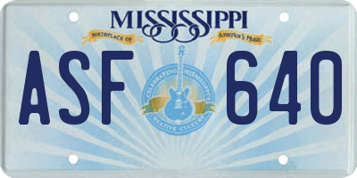 MS license plate ASF640