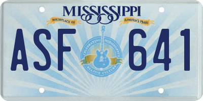 MS license plate ASF641